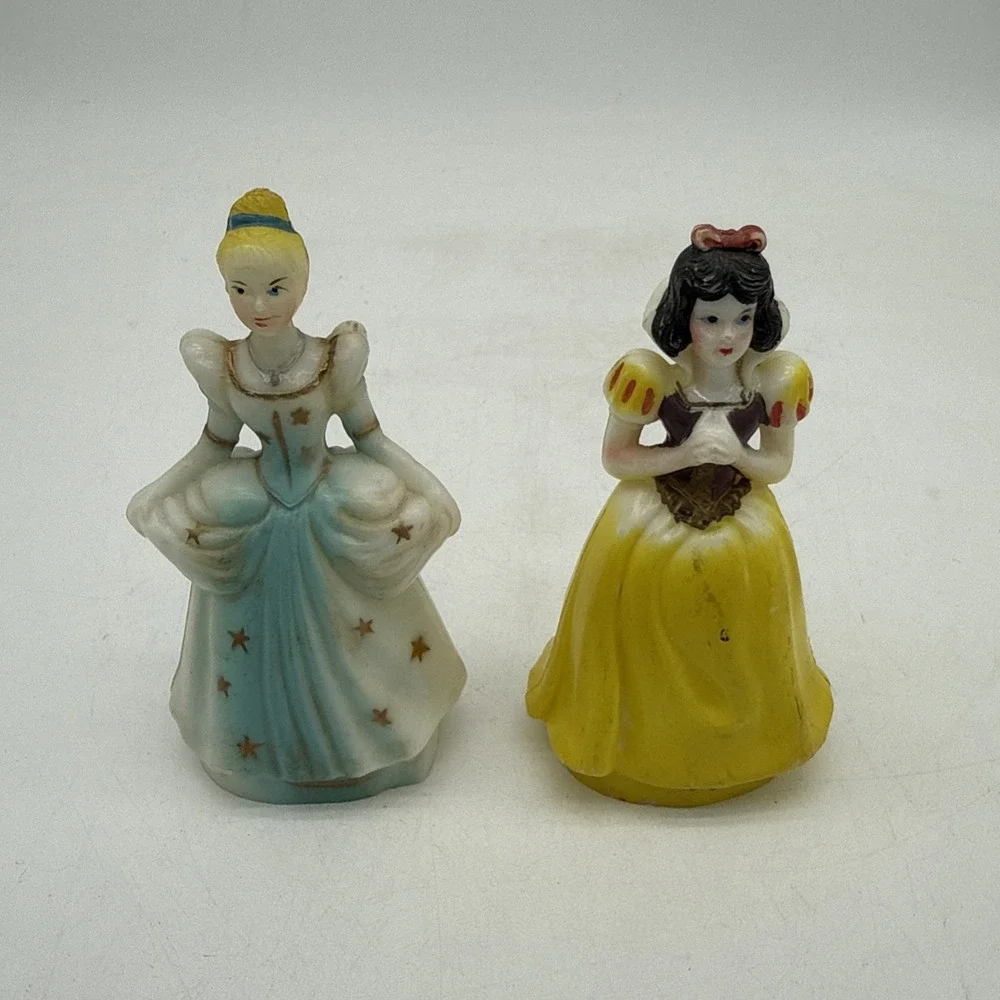 Vintage Snow White & Cinderella Hard Plastic Cake Toppers? 1960s 4.5